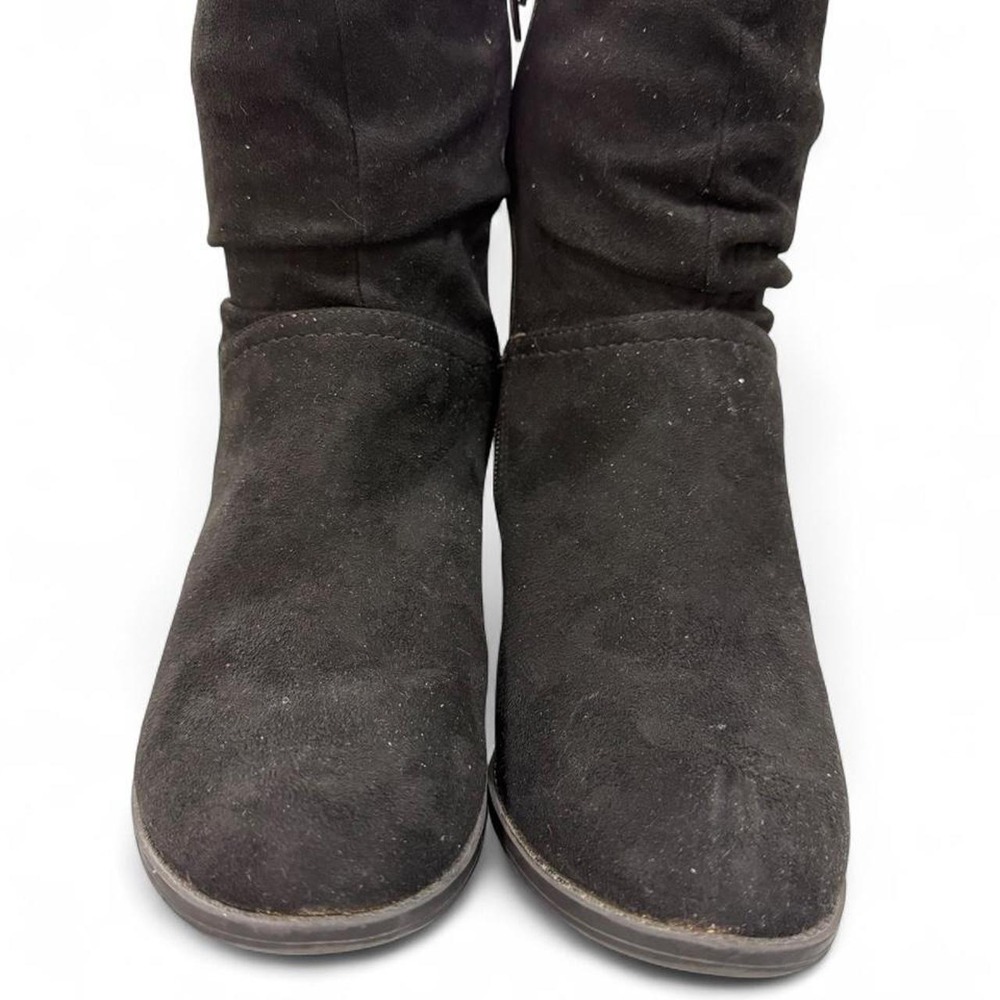 Universal Thread Isabella Black Suede Slouchy Block Heel Ankle Boots Womens 8